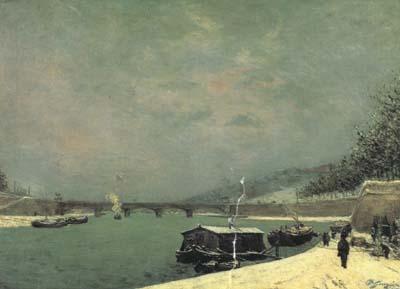 Paul Gauguin The Seine at the Pont d'lena,Snowy Weathe (mk07) oil painting picture